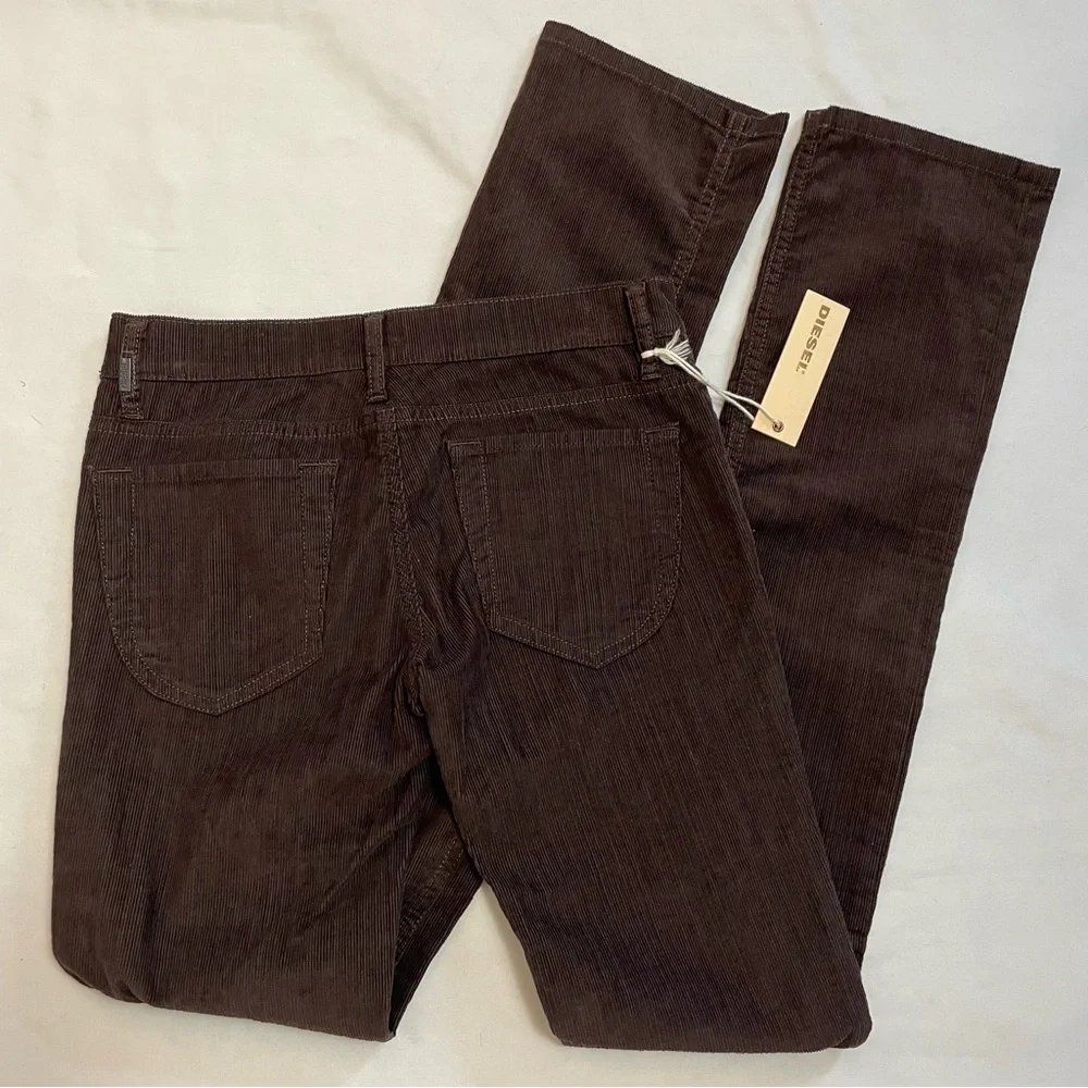 NWT New Diesel Straight Leg Corduroy Brown Pants Size 25